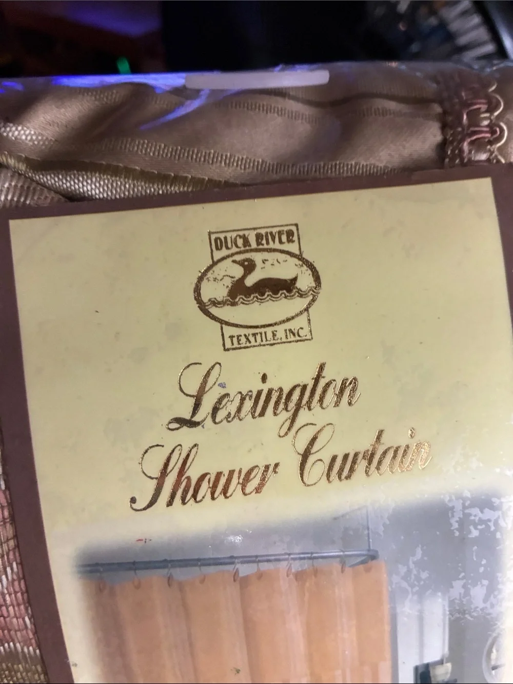 Lexington cloth Shower Curtain - Gold with matching hooks to hang